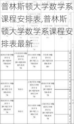 普林斯顿大学数学系课程安排表,普林斯顿大学数学系课程安排表最新