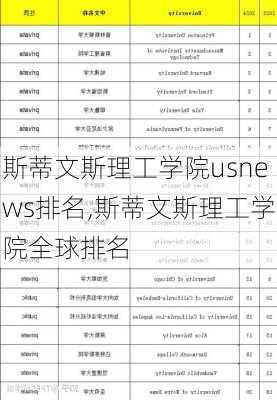 斯蒂文斯理工学院usnews排名,斯蒂文斯理工学院全球排名