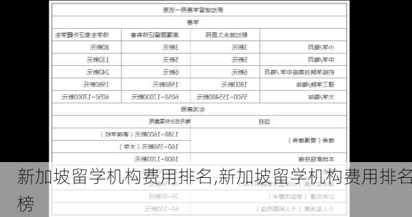 新加坡留学机构费用排名,新加坡留学机构费用排名榜