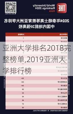 亚洲大学排名2018完整榜单,2019亚洲大学排行榜