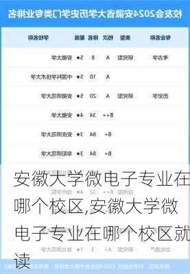 安徽大学微电子专业在哪个校区,安徽大学微电子专业在哪个校区就读