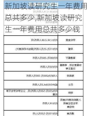 新加坡读研究生一年费用总共多少,新加坡读研究生一年费用总共多少钱