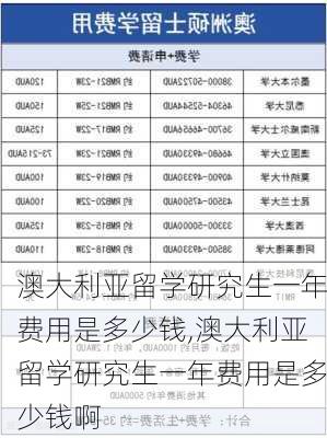 澳大利亚留学研究生一年费用是多少钱,澳大利亚留学研究生一年费用是多少钱啊