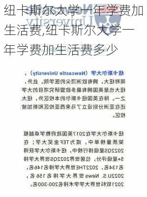 纽卡斯尔大学一年学费加生活费,纽卡斯尔大学一年学费加生活费多少