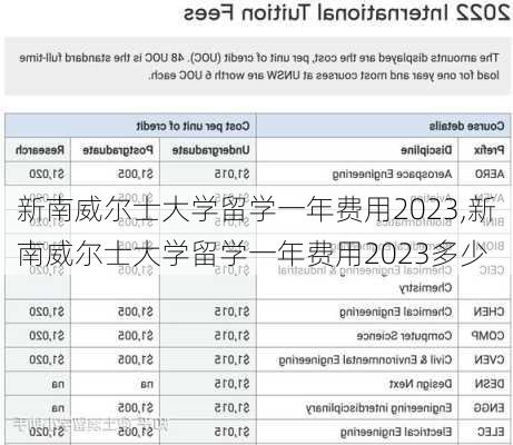 新南威尔士大学留学一年费用2023,新南威尔士大学留学一年费用2023多少