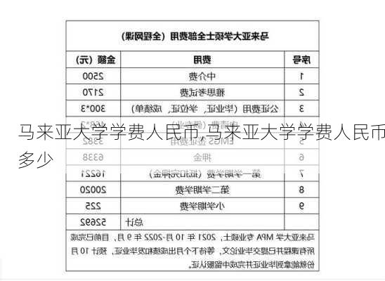 马来亚大学学费人民币,马来亚大学学费人民币多少