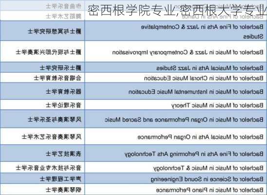 密西根学院专业,密西根大学专业