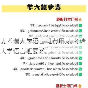 麦考瑞大学语言班费用,麦考瑞大学语言班要求