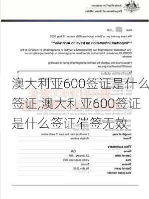 澳大利亚600签证是什么签证,澳大利亚600签证是什么签证催签无效