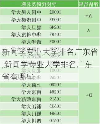 新闻学专业大学排名广东省,新闻学专业大学排名广东省有哪些