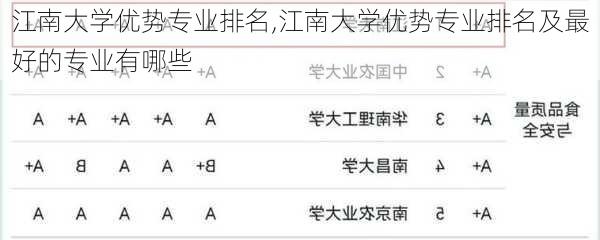 江南大学优势专业排名,江南大学优势专业排名及最好的专业有哪些