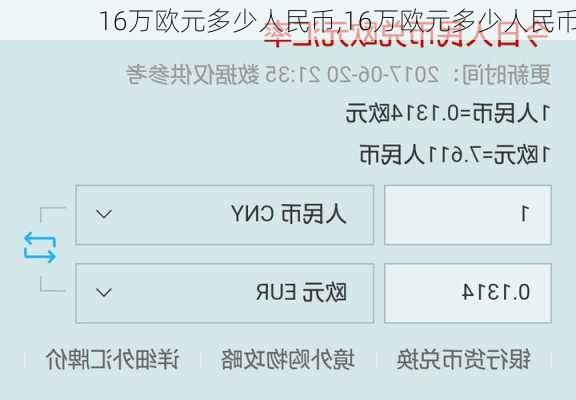 16万欧元多少人民币,16万欧元多少人民币