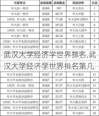 武汉大学经济学世界排名,武汉大学经济学世界排名第几