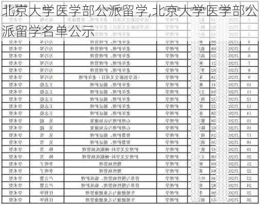 北京大学医学部公派留学,北京大学医学部公派留学名单公示