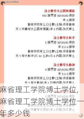 麻省理工学院博士学位,麻省理工学院博士学位一年多少钱