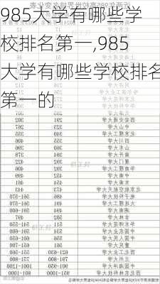 985大学有哪些学校排名第一,985大学有哪些学校排名第一的