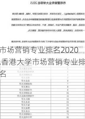 市场营销专业排名2020,香港大学市场营销专业排名