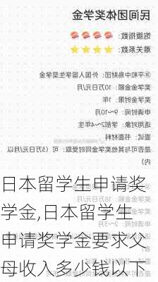 日本留学生申请奖学金,日本留学生申请奖学金要求父母收入多少钱以下