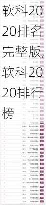 软科2020排名完整版,软科2020排行榜