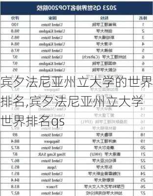 宾夕法尼亚州立大学的世界排名,宾夕法尼亚州立大学世界排名qs