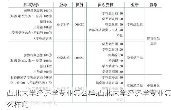 西北大学经济学专业怎么样,西北大学经济学专业怎么样啊