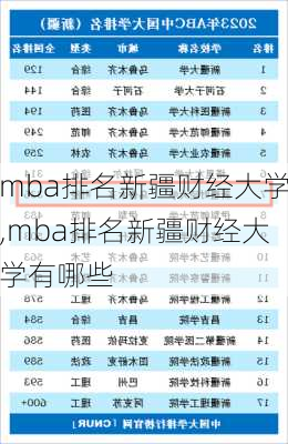 mba排名新疆财经大学,mba排名新疆财经大学有哪些