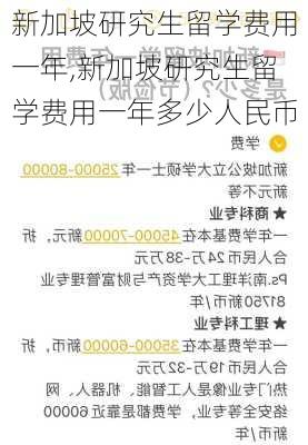 新加坡研究生留学费用一年,新加坡研究生留学费用一年多少人民币