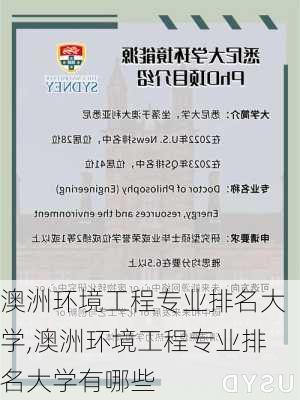 澳洲环境工程专业排名大学,澳洲环境工程专业排名大学有哪些