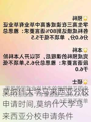 莫纳什大学马来西亚分校申请时间,莫纳什大学马来西亚分校申请条件