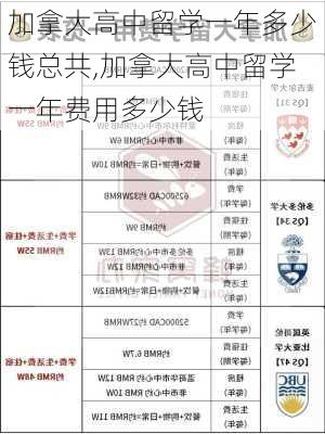 加拿大高中留学一年多少钱总共,加拿大高中留学一年费用多少钱