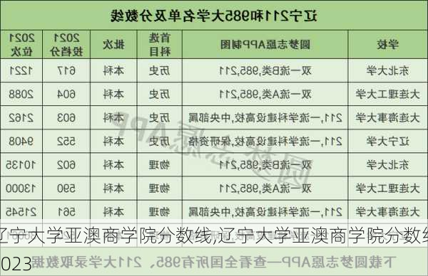 辽宁大学亚澳商学院分数线,辽宁大学亚澳商学院分数线2023