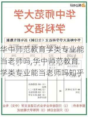 华中师范教育学类专业能当老师吗,华中师范教育学类专业能当老师吗知乎