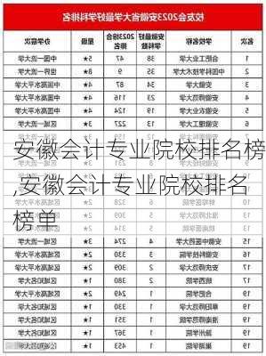 安徽会计专业院校排名榜,安徽会计专业院校排名榜单