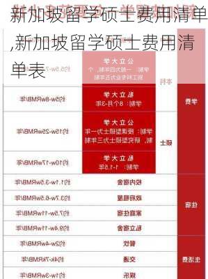 新加坡留学硕士费用清单,新加坡留学硕士费用清单表