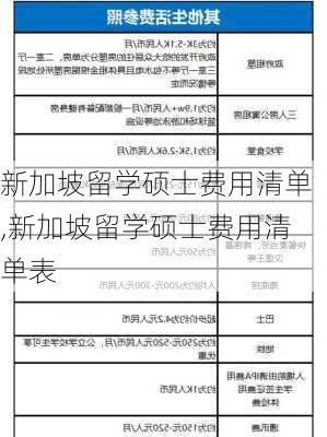 新加坡留学硕士费用清单,新加坡留学硕士费用清单表