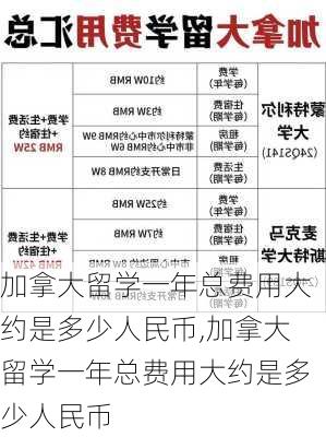 加拿大留学一年总费用大约是多少人民币,加拿大留学一年总费用大约是多少人民币