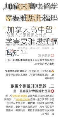 加拿大高中留学需要雅思托福吗,加拿大高中留学需要雅思托福吗知乎