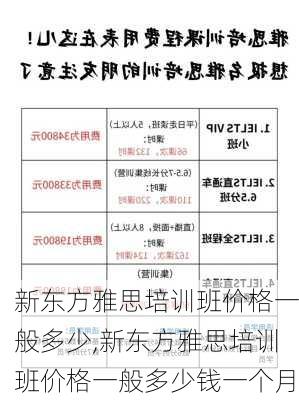 新东方雅思培训班价格一般多少,新东方雅思培训班价格一般多少钱一个月