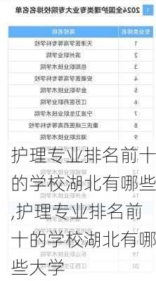 护理专业排名前十的学校湖北有哪些,护理专业排名前十的学校湖北有哪些大学