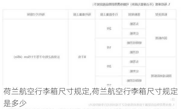 荷兰航空行李箱尺寸规定,荷兰航空行李箱尺寸规定是多少