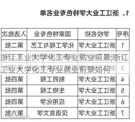 浙江工业大学化工专业就业前景,浙江工业大学化工专业就业前景如何