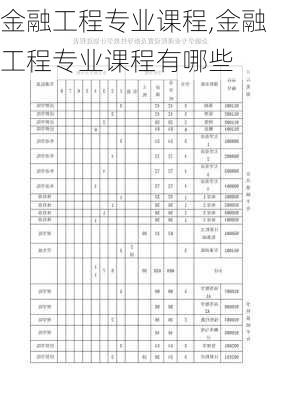 金融工程专业课程,金融工程专业课程有哪些