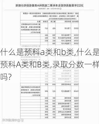 什么是预科a类和b类,什么是预科A类和B类,录取分数一样吗?