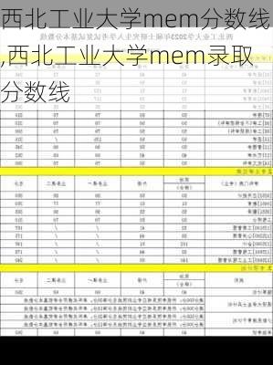 西北工业大学mem分数线,西北工业大学mem录取分数线