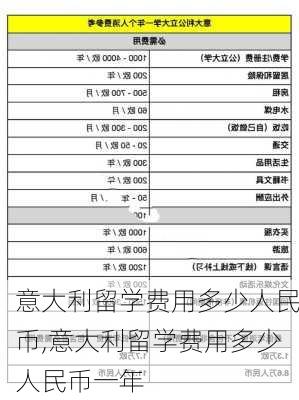 意大利留学费用多少人民币,意大利留学费用多少人民币一年