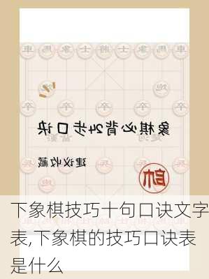 下象棋技巧十句口诀文字表,下象棋的技巧口诀表是什么