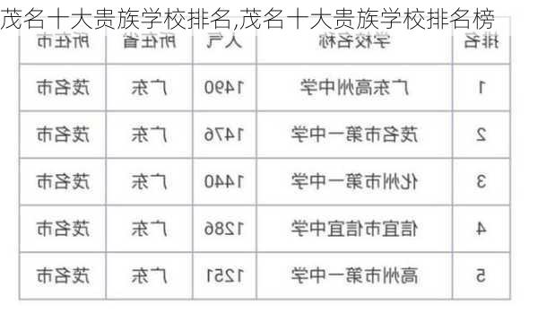 茂名十大贵族学校排名,茂名十大贵族学校排名榜