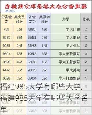 福建985大学有哪些大学,福建985大学有哪些大学名单